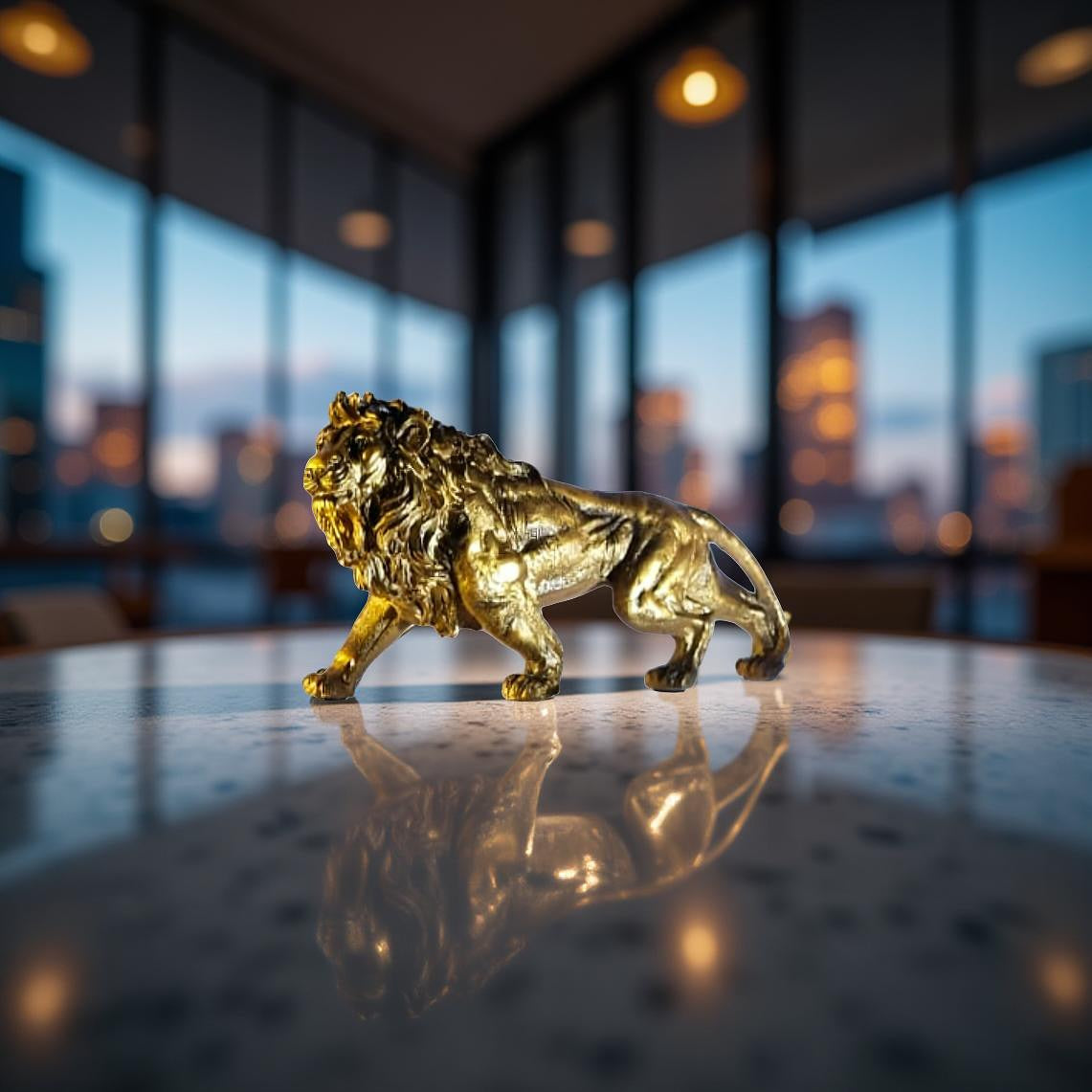 Majestic Golden Lion Sculpture – Symbol of Strength & Elegance