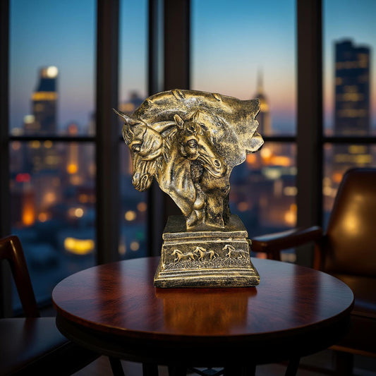 Golden Horse Head Sculpture – Symbol of Power & Freedom