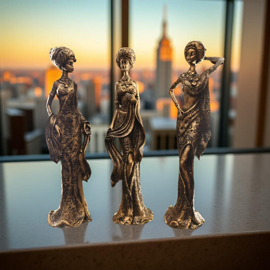 Elegant Golden Lady Sculpture Set – Grace & Timeless Beauty