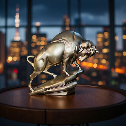 “Golden Power Bull Sculpture”